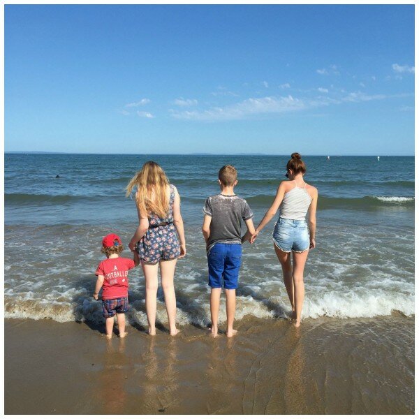 family at beach